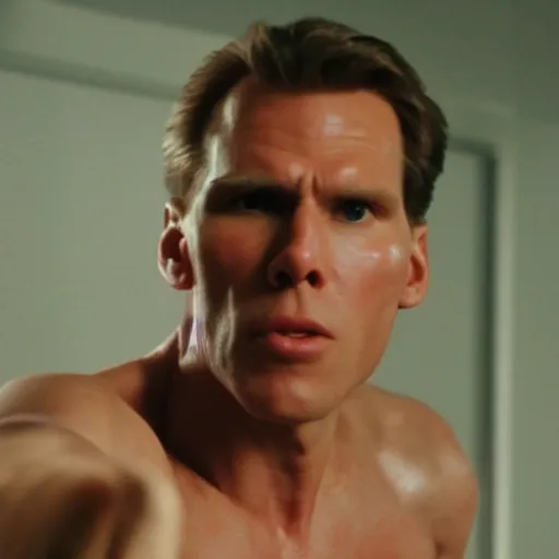 Image similar to Live Action Still of Jerma in Die Hard, real life, hyperrealistic, ultra realistic, realistic, highly detailed, epic, HD quality, 8k resolution, body and headshot, film still