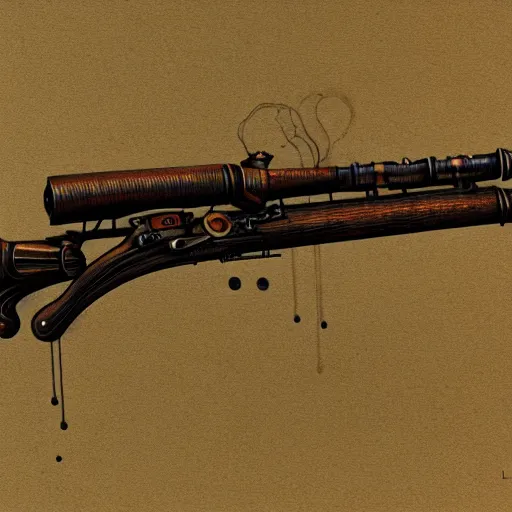 rifle in the style of zdzisław beksinski, steampunk, | Stable Diffusion ...