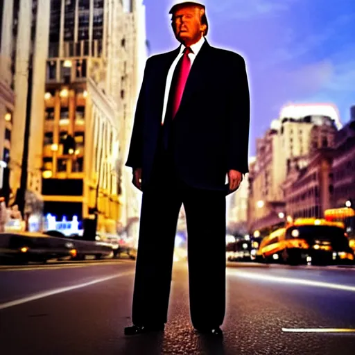 Prompt: “Very very impressive photo of Donald Trump standing in the middle of Fifth Avenue with a gun, atmospheric lighting, award-winning crisp details”