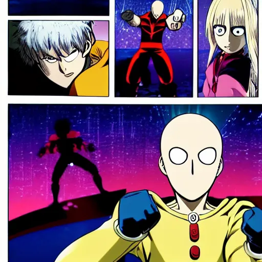 Image similar to a page from the one punch man webcomic by one, webcomic, best panel, action scene