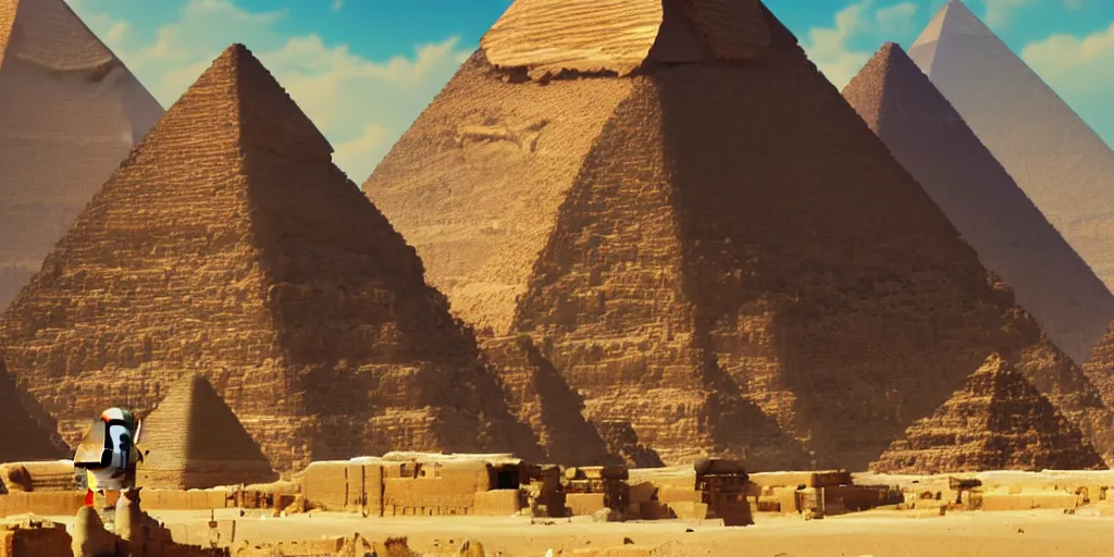 Prompt: a stunning egyptian landscape with sphinx by makoto shinkai