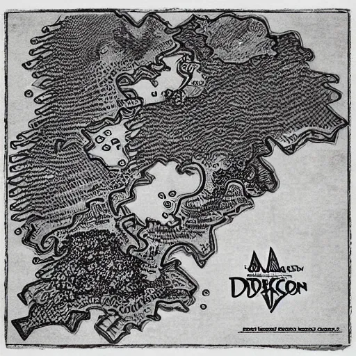 Image similar to a black pen drawn dnd map