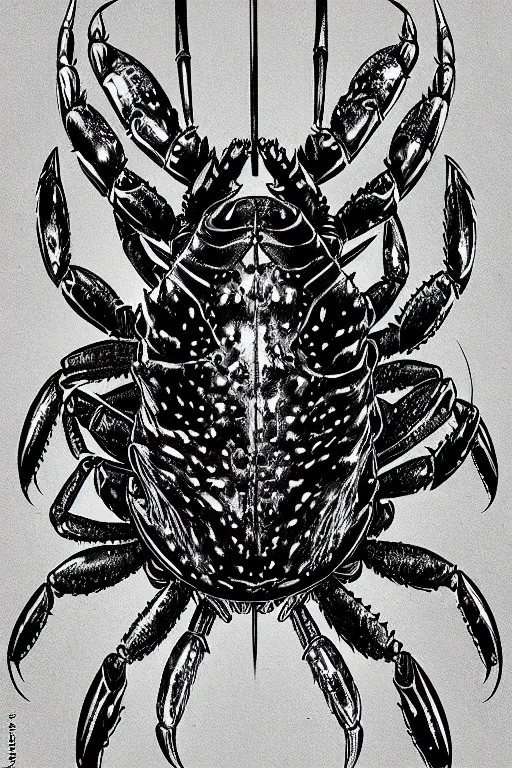 Prompt: crab humanoid heavily armoured, symmetrical, highly detailed, digital art, needles, lobster, chitin, sharp focus, trending on art station, kentaro miura manga art style