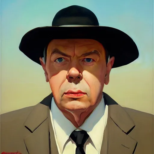 Image similar to greg manchess portrait painting of rene magritte as overwatch character, medium shot, asymmetrical, profile picture, organic painting, sunny day, matte painting, bold shapes, hard edges, street art, trending on artstation, by huang guangjian, gil elvgren, ruan jia, randy vargas, greg rutkowski