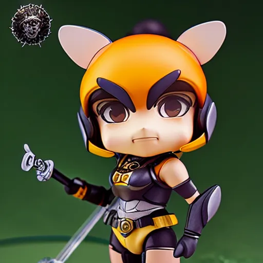 Prompt: closeup painting of cute bee nendoroid with themed armor, portrait, hyperdetailed, artstation, cgsociety, 8 k, by tangerine dream