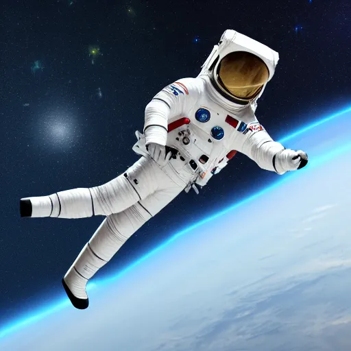 Prompt: 3 d render of an astronaut flying with nothing but space and stars around him,