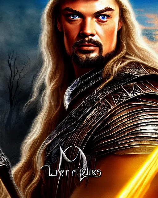 Image similar to Eomer from Lord of the rings, Cover art by Stephen Bliss, boxart, loading screen, 8K resolution