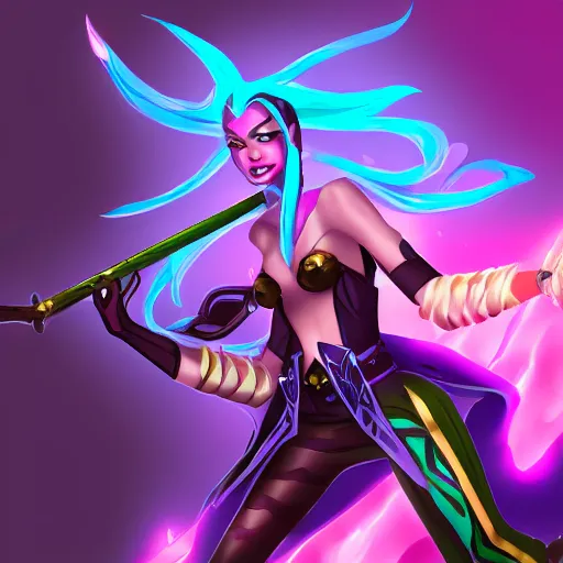 Image similar to illustration of Arcane Jinx, in the style of Arcane, league of legends, trending on artstation by Jerry Loh