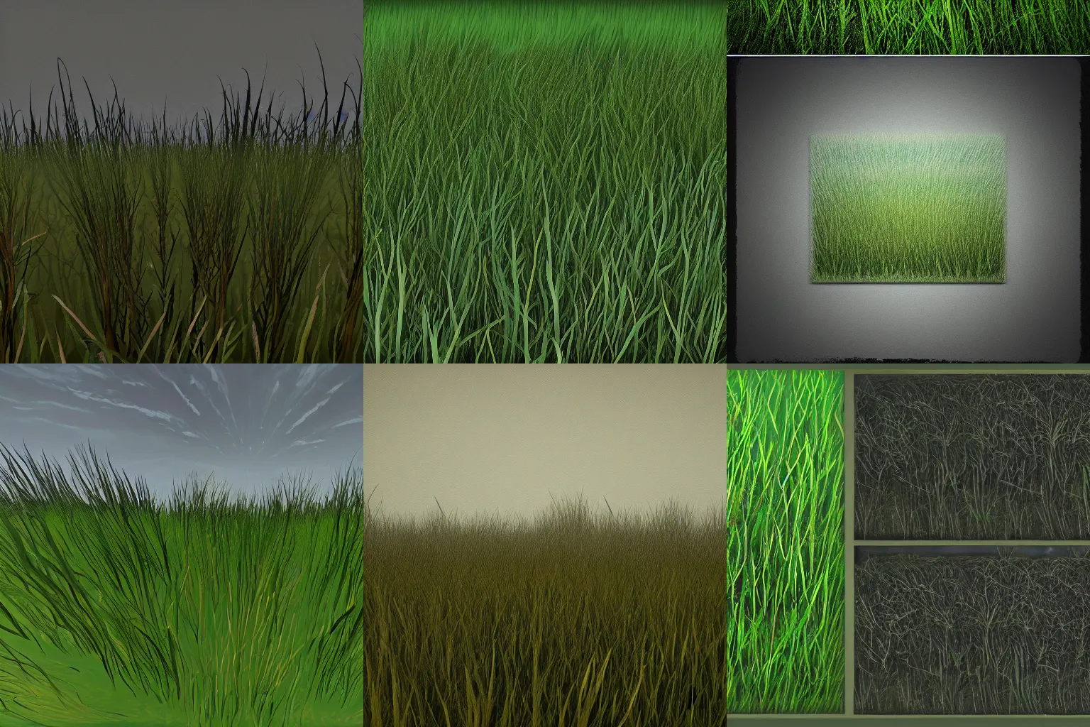 Prompt: painterly creepy grass texture, video game asset, trending on ArtStation