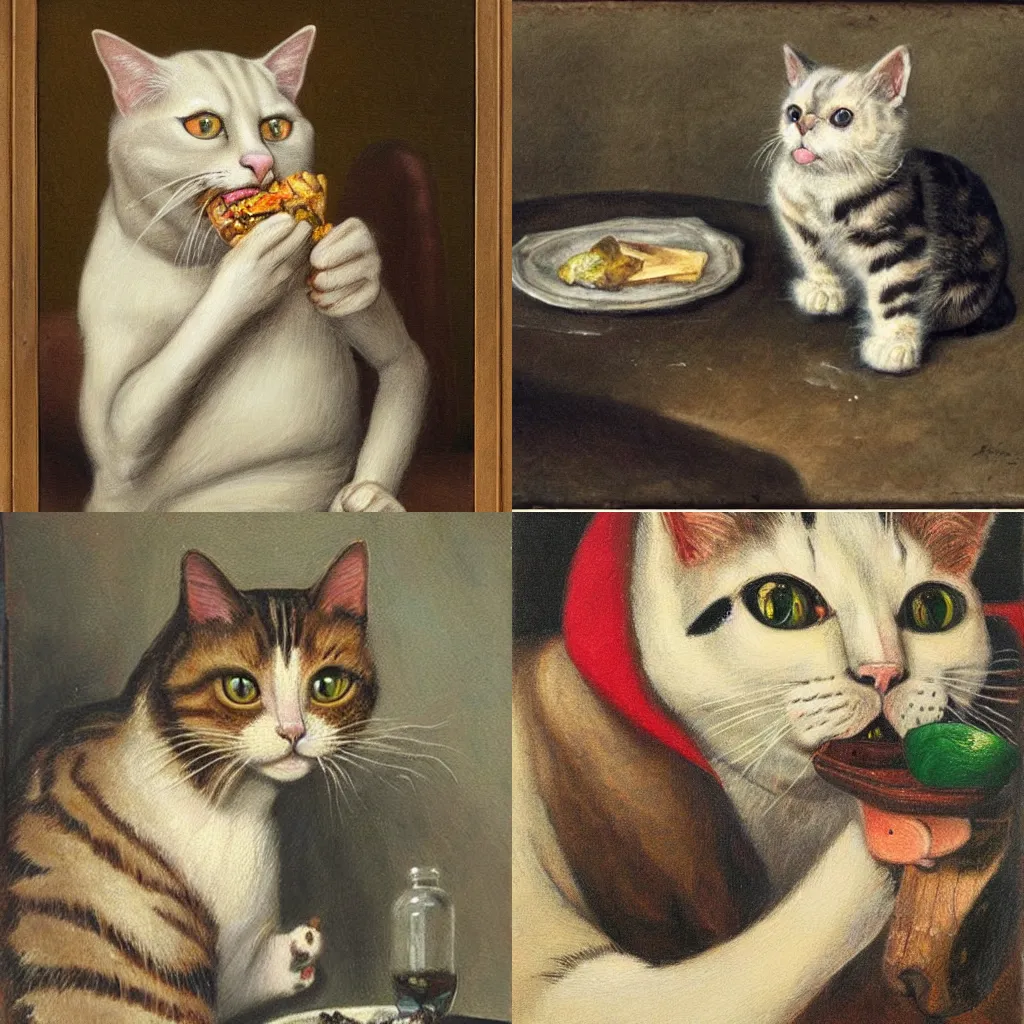 Prompt: portrait of a character Cat eating dinamite by John Pound, grotesque, detailed oil painting, figurinescollective card H800