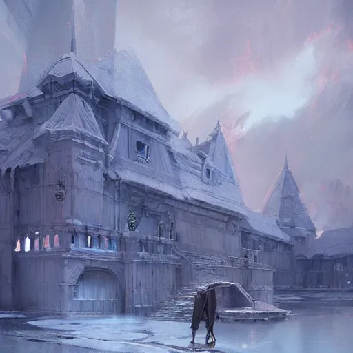 Image similar to Palace made of ice, concept art, by Greg Rutkowski, artstation