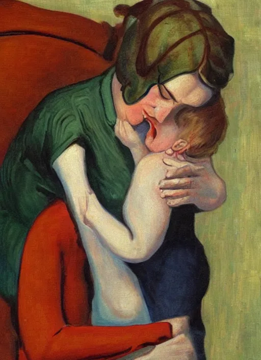 Prompt: mother why do you cry 1 9 2 0 s american painting