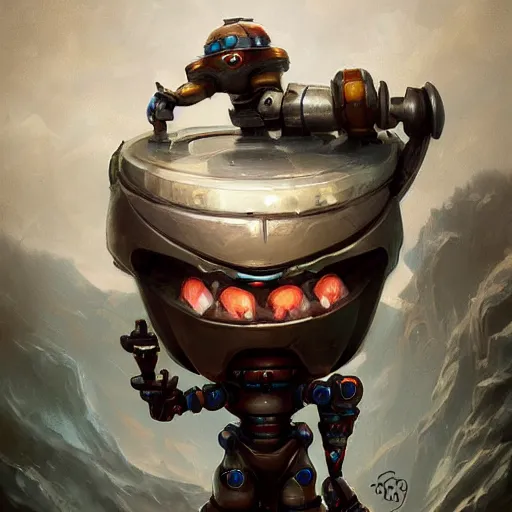 Image similar to anthropomorphic robot fridge [ thing ], ice, tiny, small, short, armort, cute and adorable, pretty, beautiful, dnd character art portrait, matte fantasy painting, deviantart artstation, by jason felix by steve argyle by tyler jacobson by peter mohrbacher, cinema