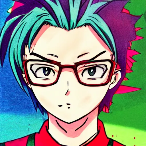 Image similar to anime - style drawing of saiki kusuo at the carnival