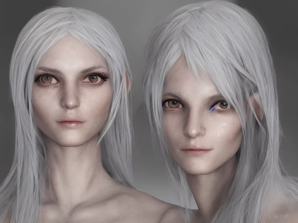 Image similar to a female elf with a peerless face, face closeup ， natural light ， realistic rendering ， metahuman
