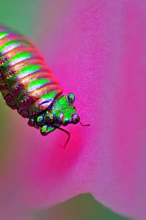 Image similar to high quality close-up photo pearlescent caterpillar! gorgeous highly detailed hannah yata elson peter cinematic pink lighting high quality low angle hd 8k sharp shallow depth of field