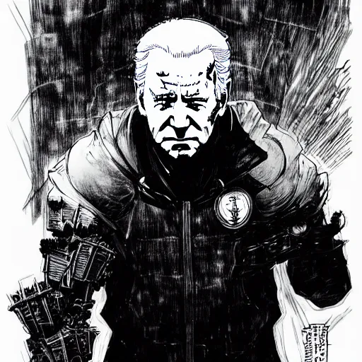 Image similar to Joe Biden looking sinister, by Tsutomu Nihei, highly detailed