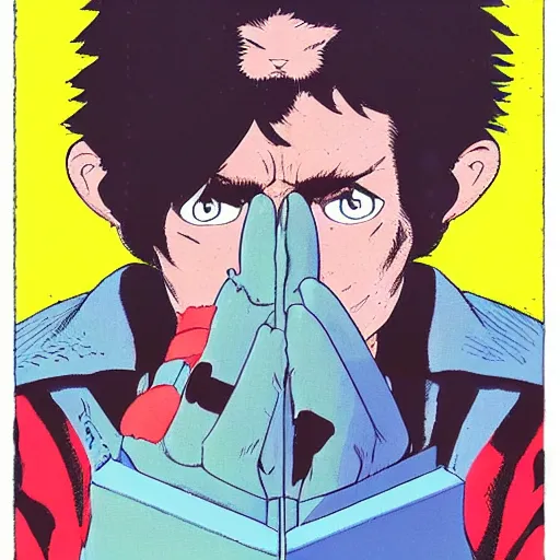 Image similar to a powerful psychic guy emitting psychic powers, by yoshiyuki tomino, by jamie hewlett,