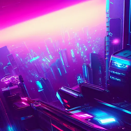 Image similar to synthwave neon megacity in space, cinematic, highly detailed, photograph, scifi, micro detail, octane render, physically based rendering, insane details, photorealism, fantasy, 8 k, cgsociety