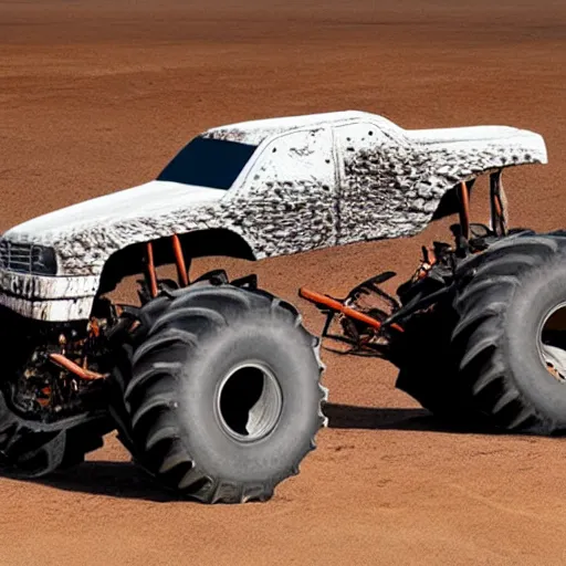 Prompt: monster truck made of human skin