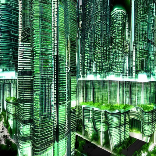 Prompt: green futuristic city