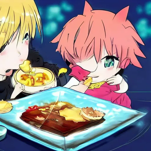 Prompt: wendimon eating shuuji