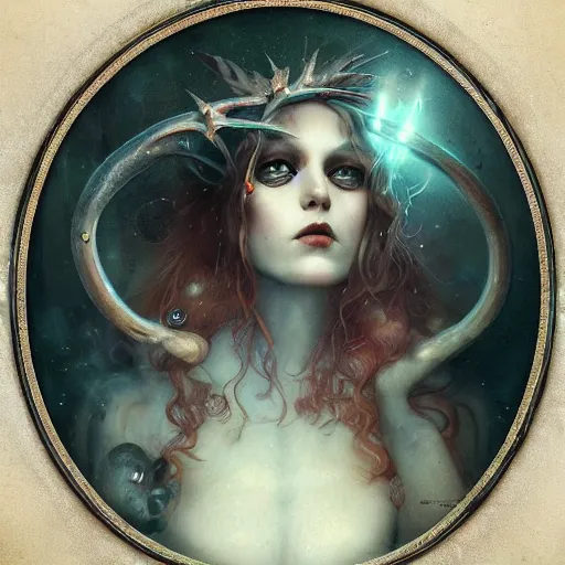 Image similar to curiosities carnival in wonderland, soft paint of a single sorceress, symmetry accurate features, horror, focus, very intricate ultrafine details, award winning masterpiece, tom bagshaw artstyle