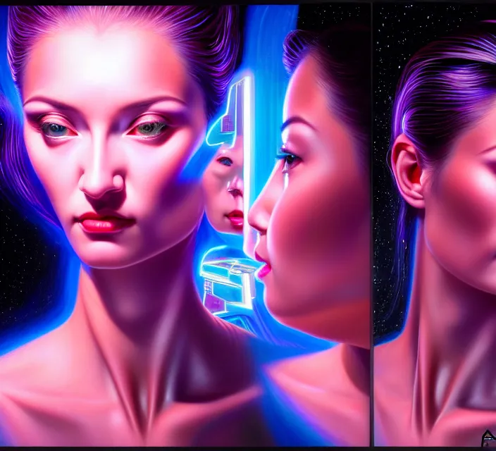 Image similar to beauty woman in holograms of alien artifacts, electrical case display, total recall tech, , ultrarealistic, dramatic lighting, electrical details, high details, 4k, 8k, best, accurate, trending on artstation, artstation, photorealism, ultrarealistic, digital painting, style of Tristan Eaton Stanley Artgerm and Hajime Sorayama, Caravaggio, Boris Vallejo