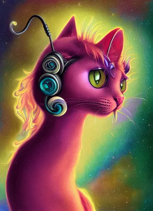 Prompt: cat seahorse fursona wearing headphones, autistic bisexual graphic designer, long haired attractive androgynous humanoid, coherent detailed character design, weirdcore voidpunk digital art by delphin enjolras, leonetto cappiello, louis wain, naoto hattori, amy sol, furaffinity, cgsociety, trending on deviantart