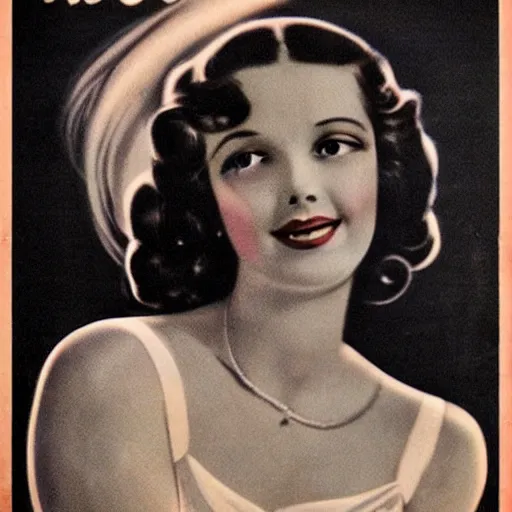 Image similar to a beautiful girl with long dark hair poses for gauloises cigarettes, 1 9 3 0 s advertising poster