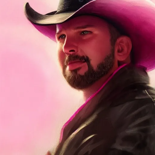 Image similar to a portrait of garth brooks rainy background, pink bright art masterpiece artstation. 8 k, sharp high quality artwork in style of jose daniel cabrera pena and greg rutkowski, concept art by tooth wu, hearthstone card game artwork.