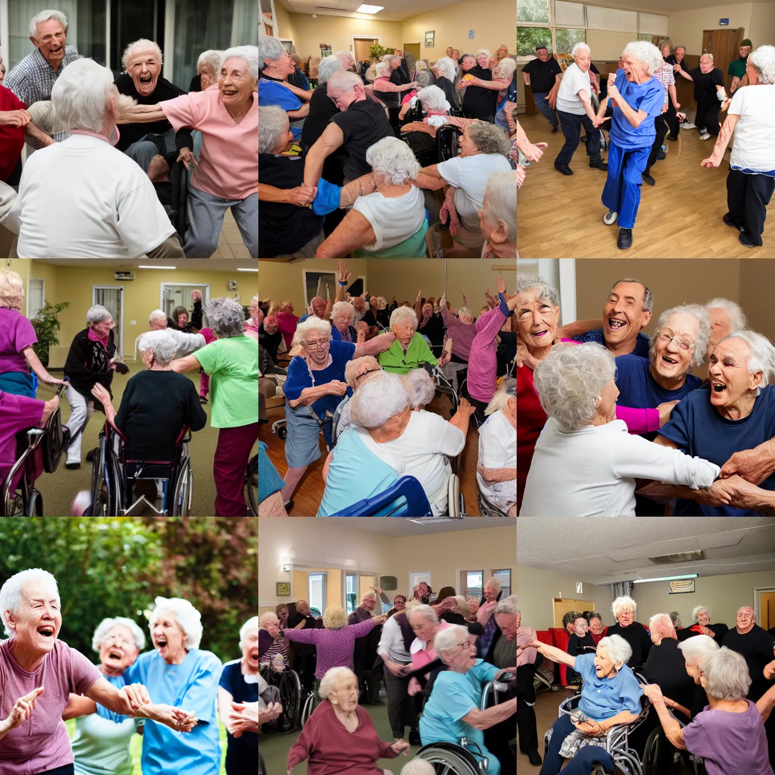 Prompt: nursing home moshpit