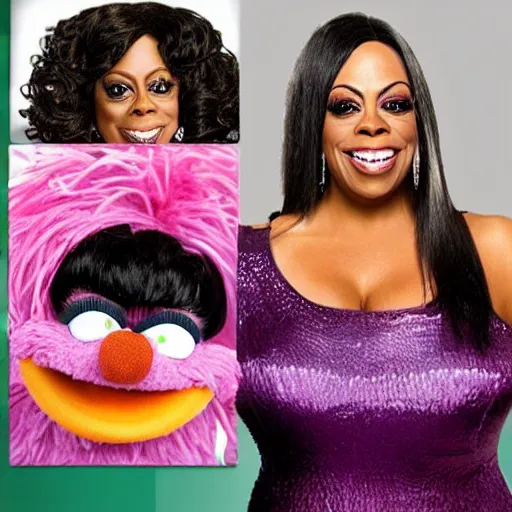 Image similar to openwork mean niecy nash as a muppet