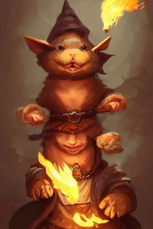 Prompt: cute little anthropomorphic Guinea Pig Mage using fire magic, tiny, small, short, Wizard robe, cute and adorable, pretty, beautiful, DnD character art portrait, matte fantasy painting, DeviantArt Artstation, by Jason Felix by Steve Argyle by Tyler Jacobson by Peter Mohrbacher, cinematic lighting