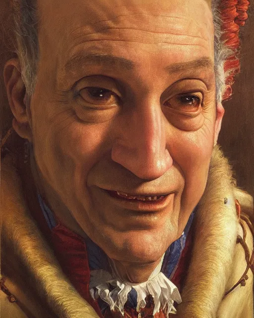 Image similar to closeup portrait of ted cruz, court jester in renaissance era,, masterpiece, by donato giancola and greg rutkowski and wayne barlow and zdzisław beksinski, high contrast, realistic face