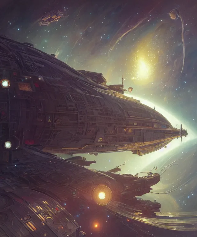 Prompt: A outside view of abandoned space station in the deep space, fantasy, intricate, elegant, highly detailed, digital painting, artstation, concept art, smooth, sharp focus, illustration, art by artgerm and greg rutkowski and alphonse mucha