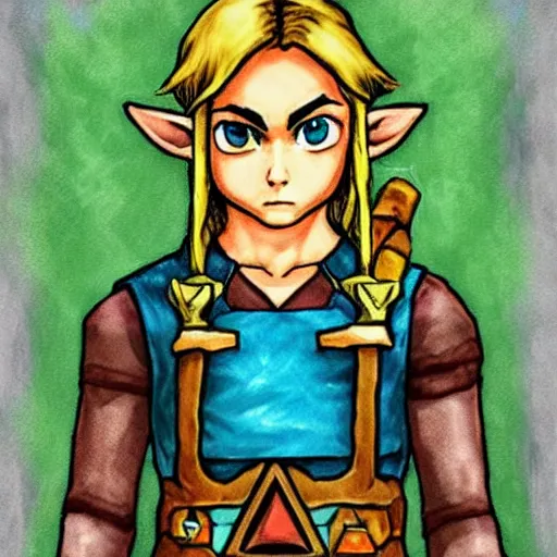 Prompt: the legend of Zelda in the style of American gothic