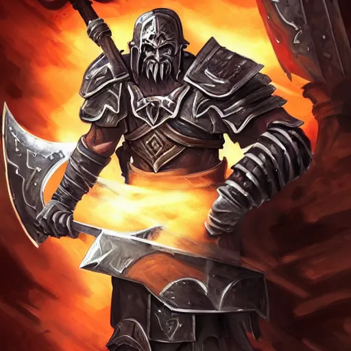 Image similar to Ares with heavy armor and sword, greek war god, dark sword in Ares's hand, war theme, bloodbath battlefield, hot coloring, hearthstone art style, epic fantasy style art, fantasy epic digital art, epic fantasy card game art