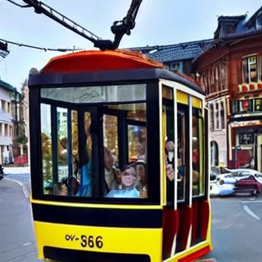 Image similar to a cablecar that looks like jim carrey