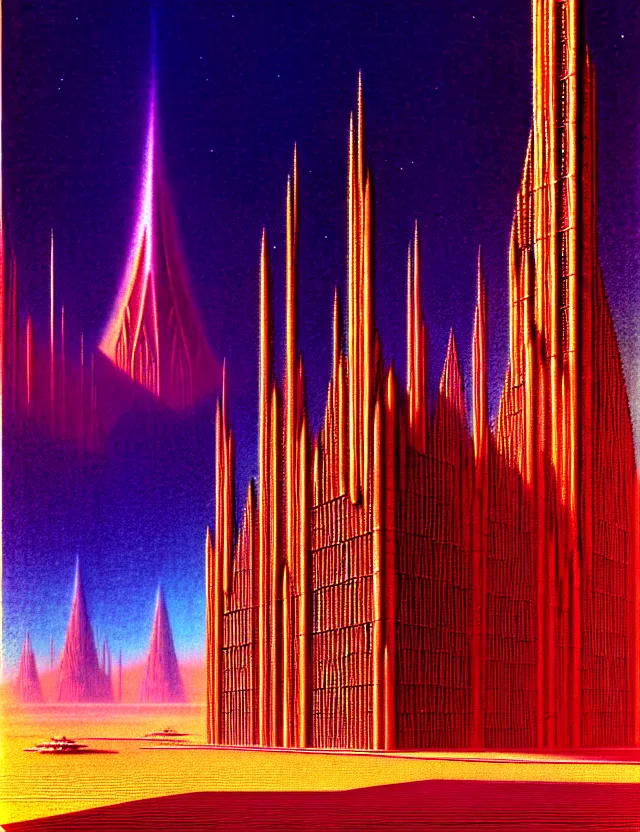 Image similar to close shot of a giant immense squared crematorium gothic architecture advanced technology scifi architectural structure desert planet, bruce pennington,