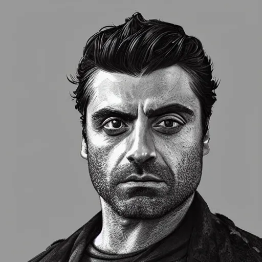 Prompt: “Oscar Isaac portrait, dystopia core, hyperrealistic, apocalyptic, highly detailed exoskeleton armor, dramatic, sharp focus, hero, gape, epic, perfectly symmetrical face, perfect eyes, intricate, elegant, digital painting, concept art”