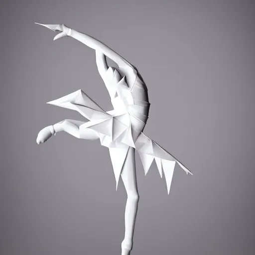 Image similar to origami dancer in white paper, 3 d render, ultra - detailed, on white background, studio shot