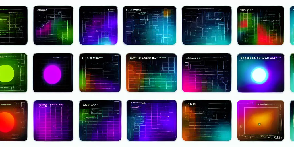 Image similar to sci Fi data readouts, dark screen, cave scan, numbers and lines, colorful