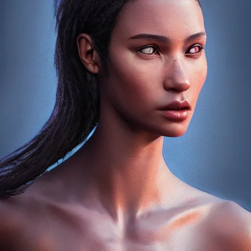 Prompt: hyperrealistic portrait of beautiful mixed race woman, photo realistic, dynamic lighting, artstation, poster, volumetric lighting, very detailed face, 4 k, award winning