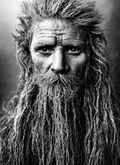 Image similar to Award winning Editorial photo of a medieval Native Liechtensteiners with incredible hair and beautiful hyper-detailed eyes wearing traditional garb by Lee Jeffries, 85mm ND 5, perfect lighting, gelatin silver process
