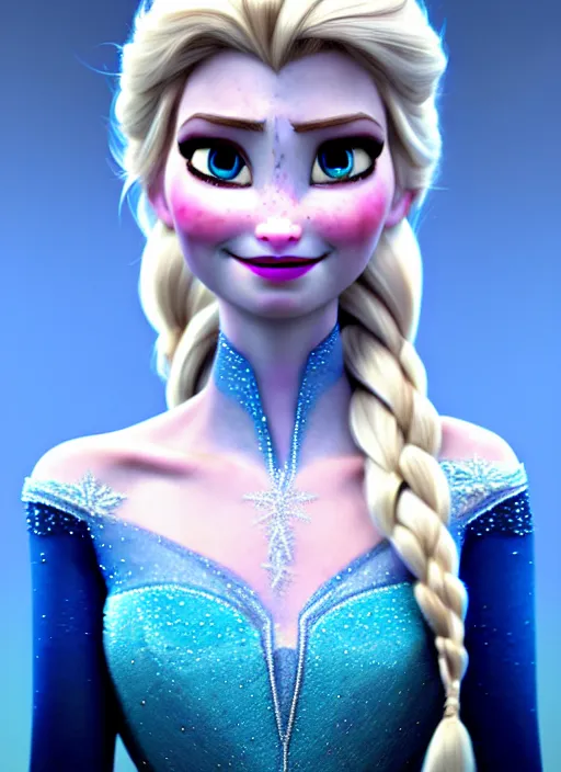 Image similar to elsa from frozen, hyper detailed, digital art, trending in artstation, cinematic lighting, studio quality, smooth render, unreal engine 5 rendered, octane rendered, art style by klimt and nixeu and ian sprigger and wlop and krenz cushart.