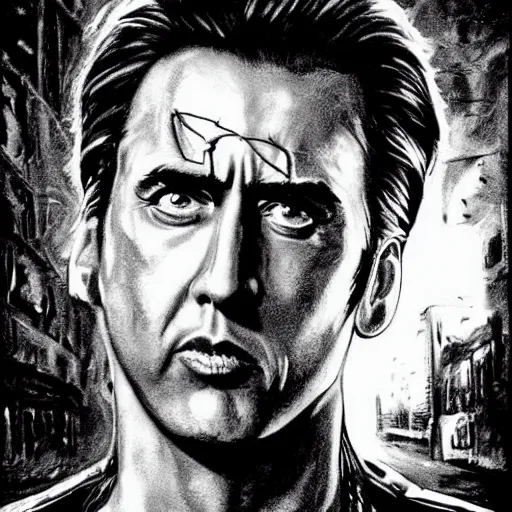 Prompt: nickolas cage as the terminator, ultra realistic, highly detailed