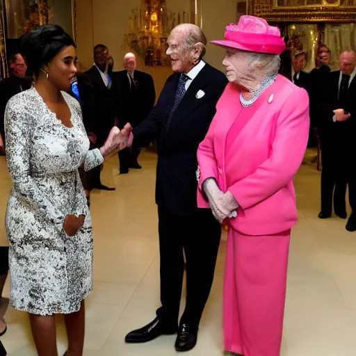 Prompt: prince philip meets kanye west