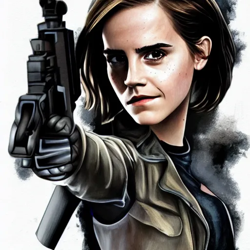 Prompt: Emma Watson as the Terminator by Johannes Wessmark