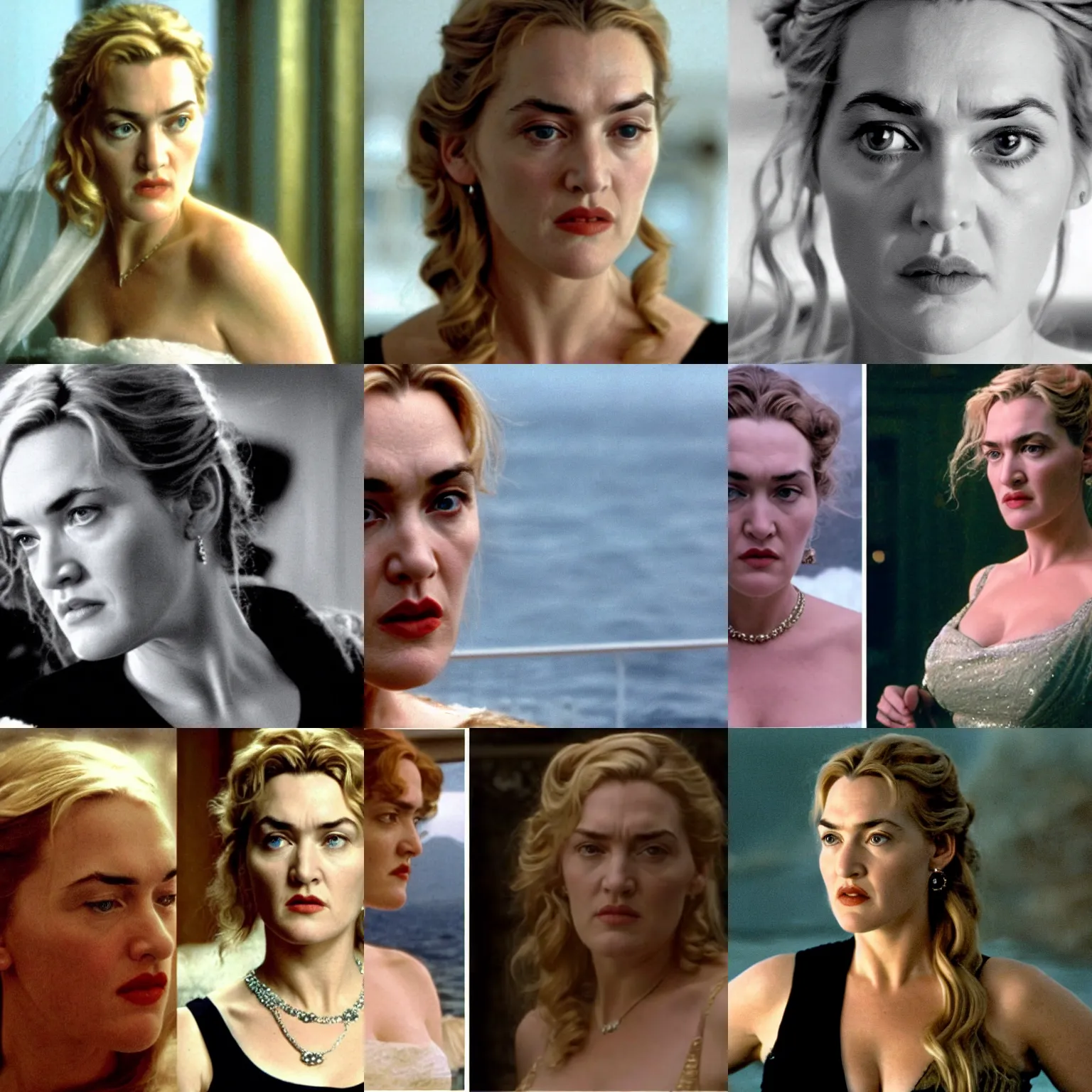 Prompt: kubrick stare kate winslet in titanic.